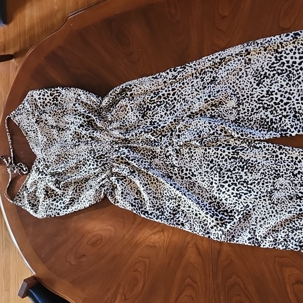 Guess Black and White Animal Print Jumpsuit